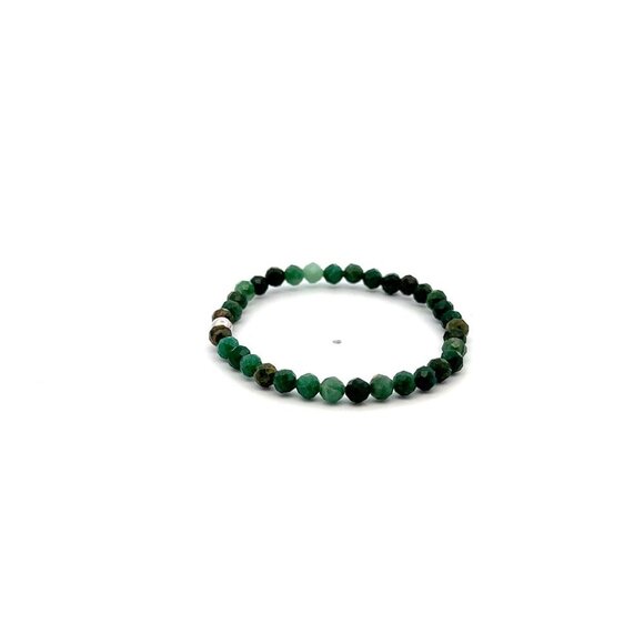 Natural Emerald Gemstones Mini 4mm 18K White Gold Charm Bead May Birthstone - Picture 5 of 5